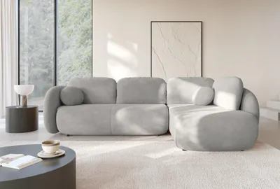 Produktbild von Masseno Ecksofa AMICO II R-S mit Schlaffunktion L-Form, Sofa mit Bettkasten, Wohnzimmersofa, Couch, Soffa, Bettsofa, Couchgarnitur- Hellgrau, EGON 07