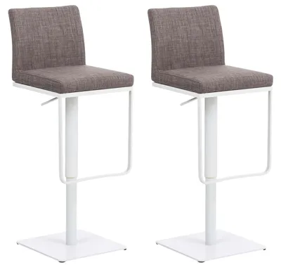 Produktbild von CLP 2er Set Barhocker Panama Stoffbezug drehbar höhenverstellbar bis 240 kg | Farbe grau Gestell Farbe weiß