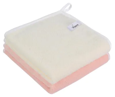 Productafbeelding van Handdoekjes voor gasten, microvezel, 40x40 cm, 2 stuks, wit/roze, absorberend en zacht