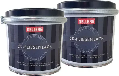 Produktbild von OELLERS Fliesenlack, 2 Komponenten, weiß glänzend, Fliesenfarbe für Wand und Bodenfliesen, 2x500ml