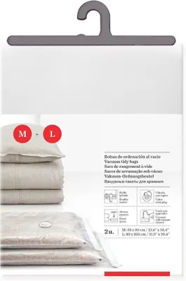 Produktbild von Famanu Vakuum-Aufbewahrungssäcke für Kleidung - Set von 2 - platzsparende Taschen für Garderobe und Lagerung - wiederverwendbar und kompakt