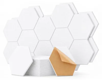 Image de Panneaux acoustiques blancs adhésifs, lot de 12