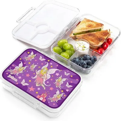 Produktbild von Brotdose für Kinder 850ml, 4 Fächer, lecksicher, BPA-frei, spülmaschinengeeignet