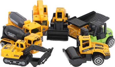 Image de Ensemble de 8 camions de chantier miniatures à l'échelle 1:60, alliage plastique réaliste, voitures à rétractable, modèle réduit, jouet éducatif et interactif pour enfants