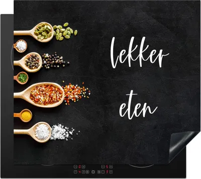Produktbild von KitchenYeah© Herdabdeckplatte Zitate - Gewürze - Sprichwörter - Gutes Essen , 59x51cm, Küche Deko, Glaskeramikkochfeld Herdabdeckung, Abdeckplatte fùr Kochfeld
