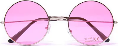 Produktbild von Oblique Unique Hippie Brille rund Retro Sonnenbrille Herren Damen 60er 70er Jahre Party Fasching Karneval - rosa