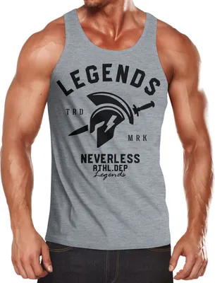 Produktbild von Cooles Herren Tank-Top Gladiator Sparta Gym Athletics Sport Fitness Muskelshirt Muscle Shirt Neverless® grau XXL