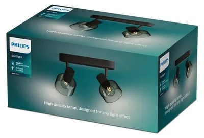 Zdjęcie produktu dla Philips Sufitowy/ścienny reflektor punktowy Sleet 2 x, Halogen montowany do szyny, E14, 2 szt., LED, 220-240 V, Czarny