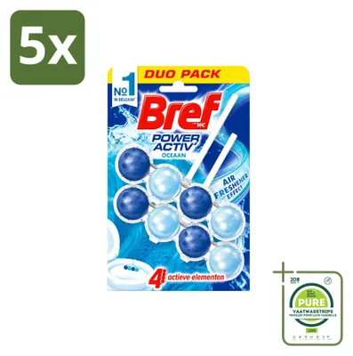 Produktbild von 5 x Bref WC Power Activ+ Toiletstein - Ozean - Großpackung - 5 Stücke
