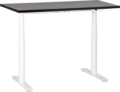Produktbild von BELIANI Schreibtisch Schwarz/Weiß Melamin 120x72cm Elektrisch Höhenverstellbar Rechteckig mit USB Rundes Metallgestell Modern Büro Steh-Sitz-Tisch