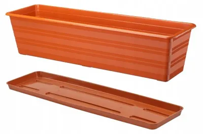Produktbild von Verdenia DRACO Balkonkasten mit Untersetzer 60 cm Terrakotta