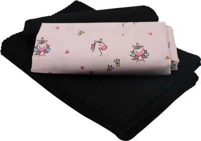 Imagen del producto de Einhorn Set22: Pack de telas para waffles. Incluye: 1 tela con estampado de waffles + 2 telas de algodón (estampadas y lisas), cada una de 0,5m x 1,5m. Ideal para proyectos de manualidades (DIY)