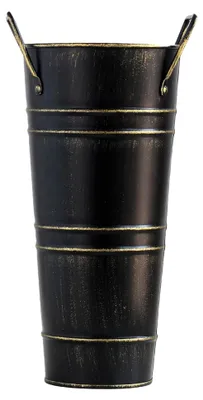 Produktbild von Regenschirmständer aus Metall, runder Schirmständer mit Haken, Regenschirmkorb für Heimbüro (Schwarzes Gold)