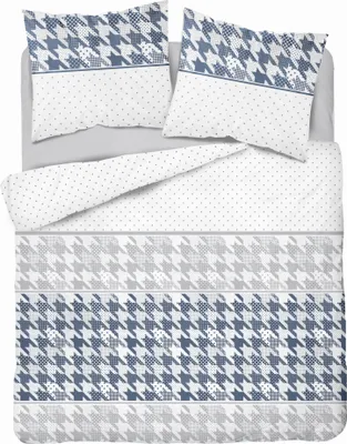 Produktbild von Flanellbettwäsche 220x200 Marineblau und Aschemuster