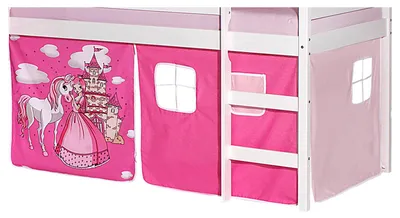 Produktbild von Vorhang Gardine Bettvorhang PRINZESSIN zu Hochbett Rutschbett Spielbett in pink/rosa Schloss