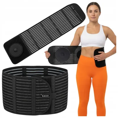 Immagine prodotto di FIT4MED | Fascia per ernia addominale con cuscinetto e stecche, larga e rigida, per il trattamento post-operatorio delle ernie, taglia M