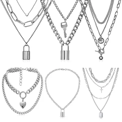 Produktbild von Floatdream 6 Stücke Halskette, Ketten Set, Punk-Kettenhalskette, für in Geschenk