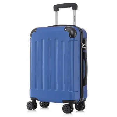 Produktbild von Koffer Trolley Reisekoffer Suitcase, Rollkoffer Handgepäck ,mit 4 Rollen360°, Hartschalenreisekoffer, Zahlenschloss, Weicher Gummigriff(M Saphirblau)