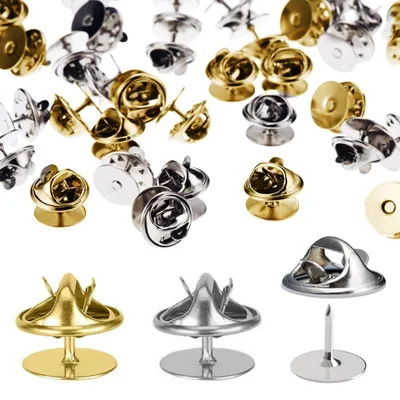 60 Paar Schmetterlingsverschlüsse für Broschen, Gold und Silber