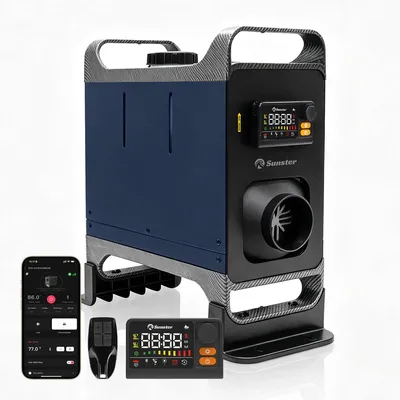 Produktbild von 8 kW Diesel‑Luftheizer 12V/24V/240V AC mit Bluetooth‑LCD‑Display, Belüftungsmodus, Verlängerungskabel für LKW, Wohnmobil, Haus und Garage Heizung