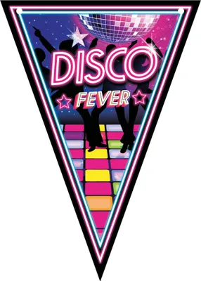 Obrázek produktu pro Párty girlanda vlajky Disco fever - horečka - 80. léta - 300 cm