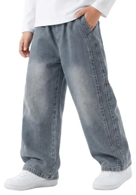 Produktbild von Weite Jeans für Jungen – Gerader, lockerer Schnitt – Casual Jeanshose – Weite Beine – Elastischer Bund – 4 Taschen – Leichte Baumwollmischung