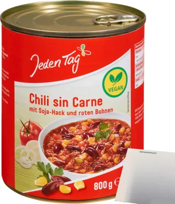 Produktbild von Jeden Tag Chili sin Carne Fertiggericht (800g Dose) + usy Block