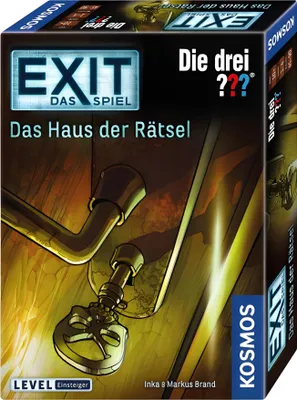 The image shows the front and side packaging of a board game. The front features a close-up of a key in a door lock, with the game title and branding prominently displayed. The side panel shows the game title vertically.