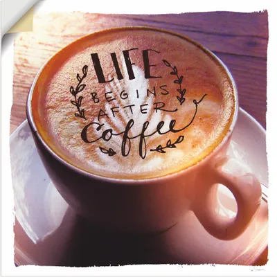 Produktbild von ARTland Wandbild, selbstklebend Das Leben beginnt nach dem Kaffee Größe: 30x30 cm