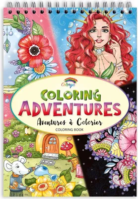 Produktbild von Colorya Malbuch fr Erwachsene  Coloring Adventures  Entspannendes A4 Anti-Stress Malbuch  Spiral-Malbcher mit Knstlerpapier ohne Durchdrcken