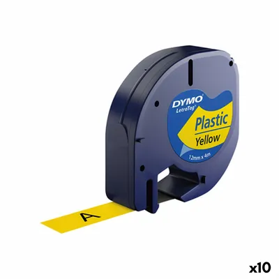 Zdjęcie produktu dla DYMO Oryginalne etykiety plastikowe LetraTag | Rolka 12 mm x 4 m | Czarny nadruk na żółtym tle | do etykieciarek LetraTag, Czarny na żółtym, Poliester, Belgia, DYMO, LetraTag 100T, LetraTag 100H, 1,2 cm