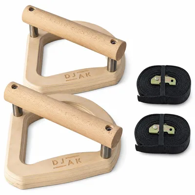 Produktbild von Holz Parallettes 2er Set, Liegestützgriffe mit Rutschfestem Standfuß, Calisthenics Push Up Bars für Krafttraining