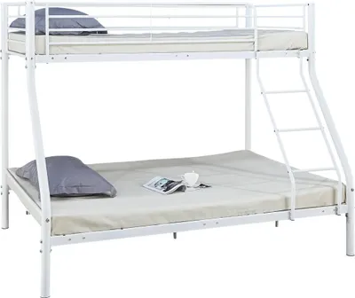Image de Lit superposé en métal "Leo" Sommiers inclus - 90/140 x 190 cm - Blanc