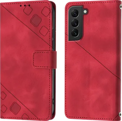 Produktbild von Hülle für Samsung Galaxy S22 Plus 5G Prägung Flip Leder Brieftasche Schutzhülle mit Ständer Rot