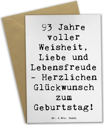 Produktbild von Mr. & Mrs. Panda Glückwunschkarte Spruch 93. Geburtstag - Weiß - Geschenk, hochzeitskarten, 93 Jahre, besondere Anlässe, Geburtstagsgeschenk, Neunzigster, Grußkarten