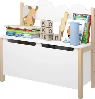 Obrázek produktu pro Bílá dětská lavice s úložným prostorem, 60 cm