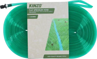 Produktbild von Kinzo Sprühschlauch 30M – Flacher Gartenschlauch für gleichmäßige Bewässerung – Bewässerungsschlauch für Rasen, Beete und Gärten – Flexibel, robust und platzsparend