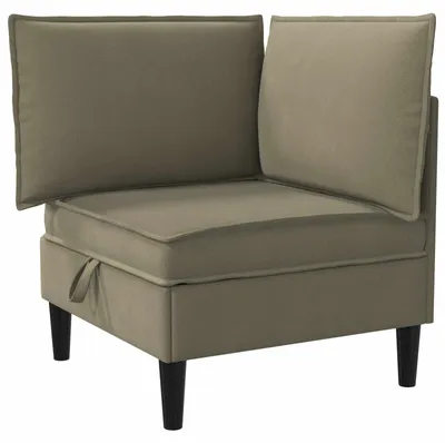 Zdjęcie produktu dla vidaXL Narożna sofa z schowkiem, aksamit w kolorze khaki