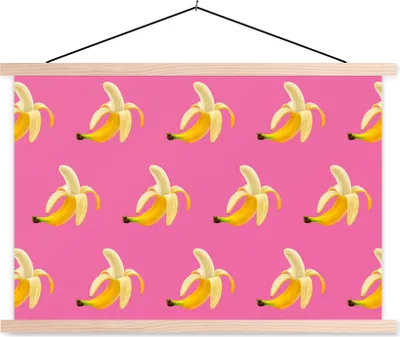Produktbild von MuchoWow® Textilposter Banane - Muster - Rosa 60x40 cm mit holzfarbenen Rahmen - Bilder