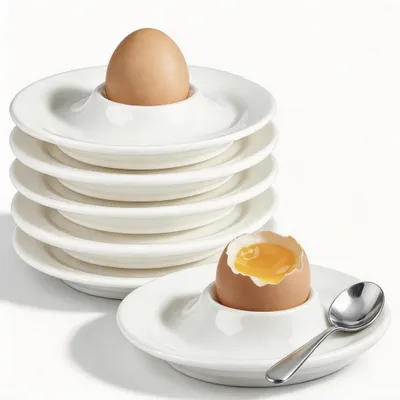 Eierbecher-Set, 6 Stück, Porzellan, weiß, 12 cm, stapelbar