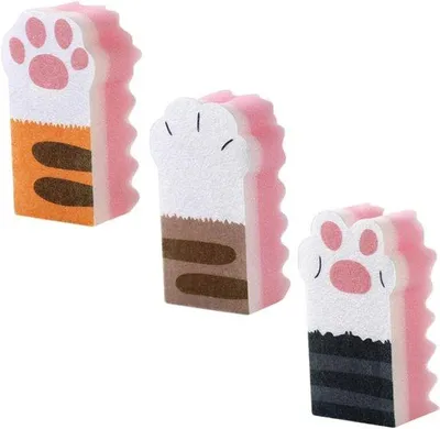 Produktbild von 3-teiliges Katzenklaue-Spülschwamm Spülbürste Spülschwämme Vliesstof Reinigungswerkzeug Keukenreinigung