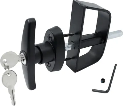 Produktbild von Schuppentuerriegel, T-Griff-Schloss-Set mit 2 Schluesseln, 5-1/2 Zoll Tuerschloss fuer Spielhaeuser, Huehnerstaelle, Wohnmobil-Lagerung, Scheune, Schuppentuer, Zinklegierung, Hardware-Schloss-Set