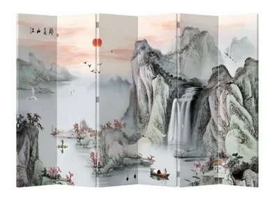 Produktbild von Fine Asianliving Paravent Asiatisch Raumteiler B240xH180cm Trennwand 6-teilig Berglandschaft