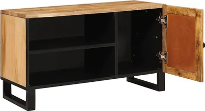 Image de vidaXL Meuble TV marron, 80 x 33 x 46 cm, en bois massif de manguier