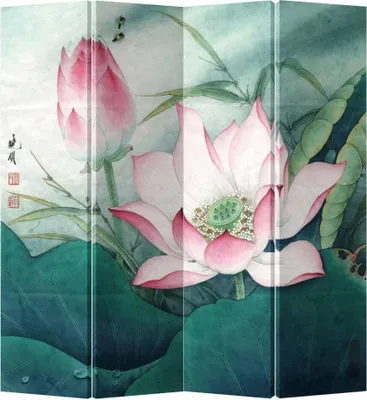 Zdjęcie produktu dla Fine Asianliving Screen Room Divider Spanish Wall Partition Room Divider Room Divider Privacy Screen Japanese Oriental Chinese L160xH180cm Printed Canvas Double Sided Asian