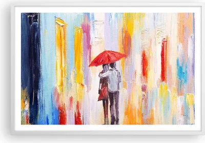 Produktbild von Gerahmtes Poster - Weißer Rahmen - Liebhaber Regenschirm - 91,5x61 cm - Wand Bild - Wanddeko - Wandbilder - Kunstposter - Wandposter - Bilderrahmen - Bilder - Kunstdruck - Wandbild - P2WAA91x61-3692