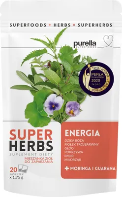 Zdjęcie produktu dla Purella Superfoods Superherbs Mieszanka ziol do zaparzania Energia 35 g