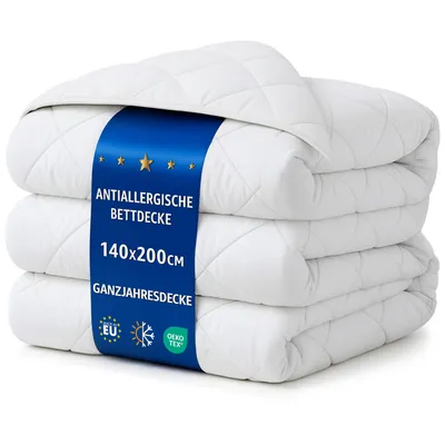 Obrázek produktu pro Přikrývka celoroční 140 x 200 cm - přikrývka na postel přikrývka přikrývka přikrývka přikrývka přikrývka přikrývka ložní prádlo a přikrývky s výplní z mikrovlákna bílá