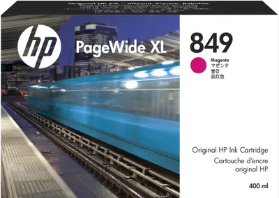 Zdjęcie produktu dla HP Purpurowy wkład atramentowy 849 PageWide XL 400 ml, Standardowa wydajność, Purpurowy, Tusz na bazie pigmentu, 400 ml, 1 szt.