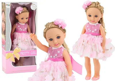 Produktbild von Puppe Rosa Kleid Langes Haar Haarnadelbürste 38cm
